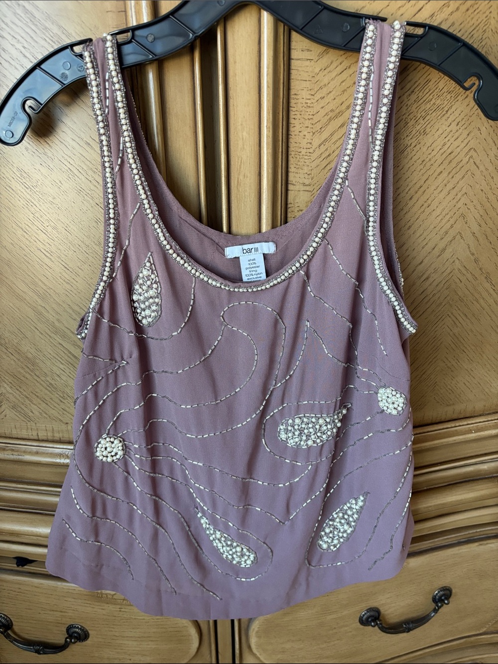 Bar III Dusty Mauve Beaded Embellished Camisole